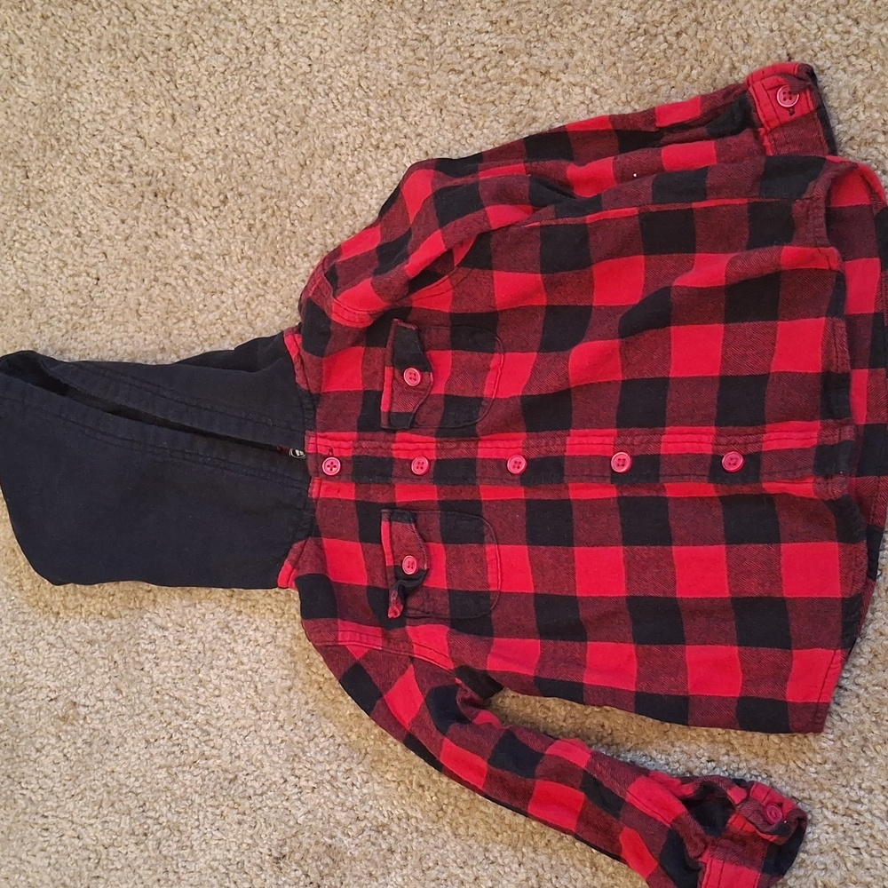 Wonder Nation Red and Black Checkered Hooded Shirt